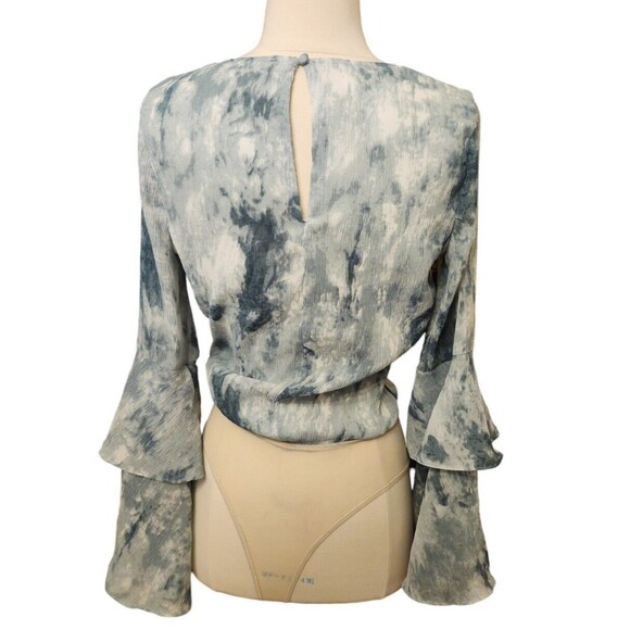 Lulu's Fairy Ruffle Bodysuit Women's Size XS Tier For You Teal Bell Sleeve Thong - Picture 4 of 5